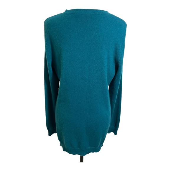 Bloomingdale’s women v-neck button down cardigan cashmere teal size large - Picture 5 of 11